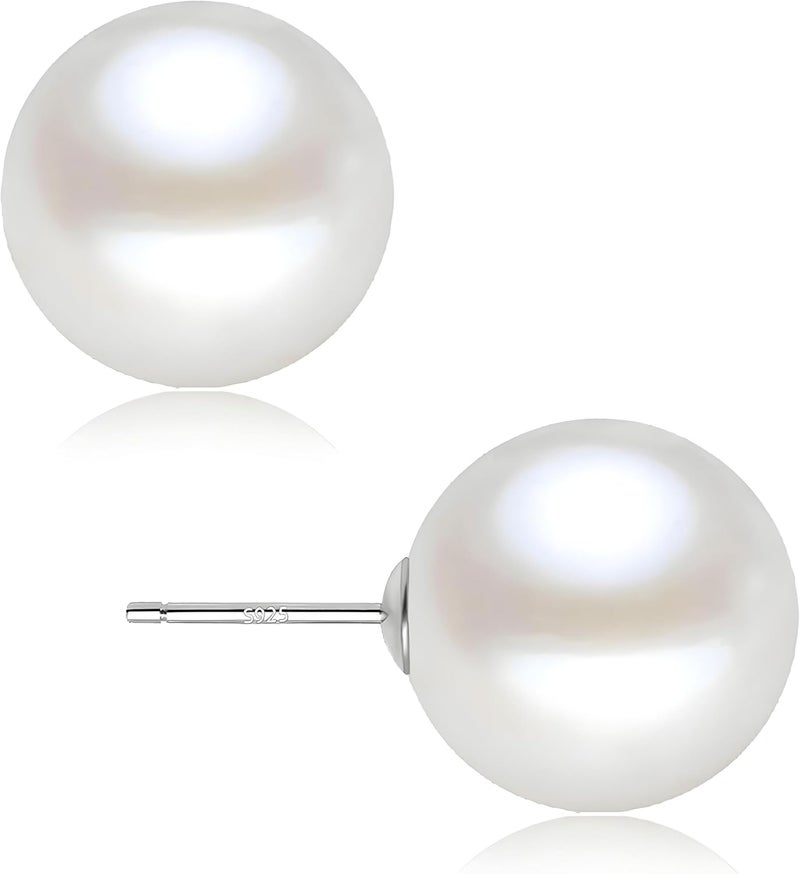 EFTKOY 18K Gold Plated 925 Sterling Silver Shell Pearl Stud Earrings,Hypoallergenic to Sensitive Ears - Image 1