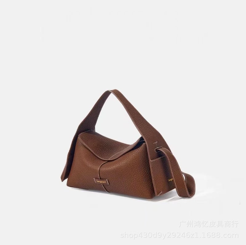 Songmont Leather Hobo Bag Designer Series Cow Leather Handbag For Commuting Spring Summer New Arrival Crossbody Bag Twilight brown (trumpet) gift box 