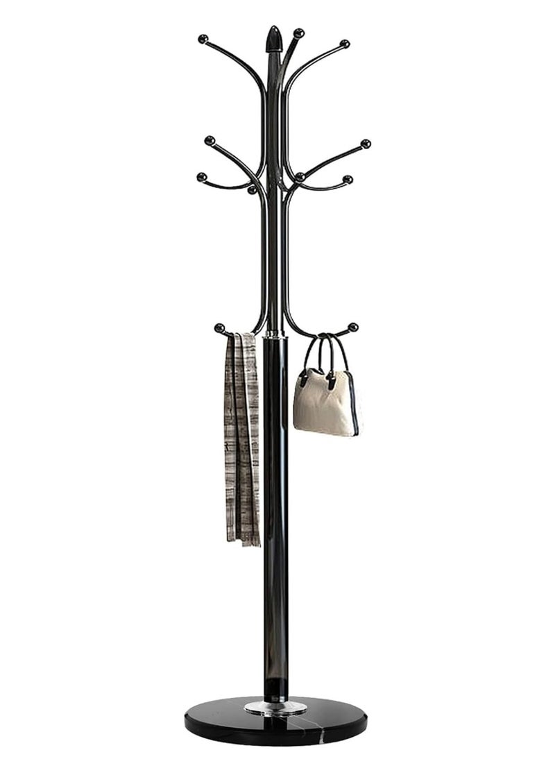 TAPIT Coat Racks Metal Coat Racks Coat Rack Freestanding Tree Coat Rack L Shaped Coat with Hooks & Marble Base Coat Racks for Hanging Scarf Bag Jacket Home Entry-way Hat Hanger (Black 70in)  - Image 1