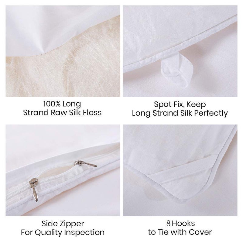 LAVISH STREET Lavish Street All Season White Silk Comforter with Cotton CoveredSilk Weight20kg 100 Silk Duvet Quilt King 104x92 Inches Breathable  - Image 5