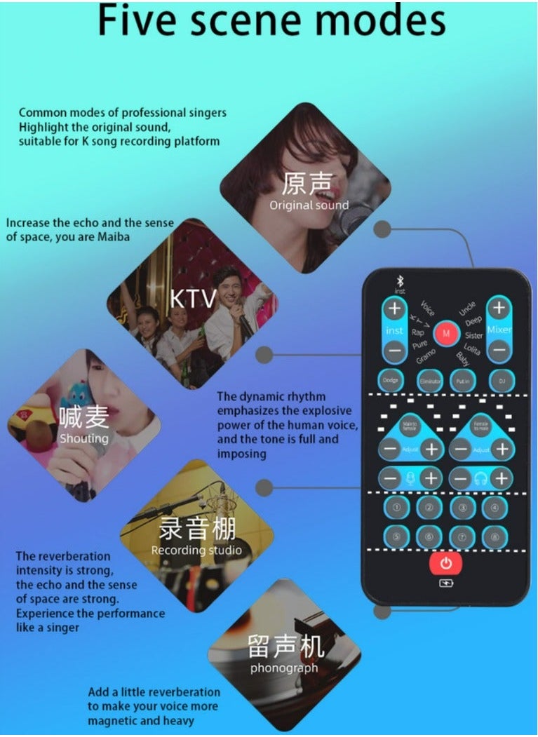 Live Sound Card Voice Changer,Handheld Sound Card Mini Voice Changer Device 8 Fixed Sound Effects Plug and Play,Gaming Recording,for Mobile Phone Computer - Image 3