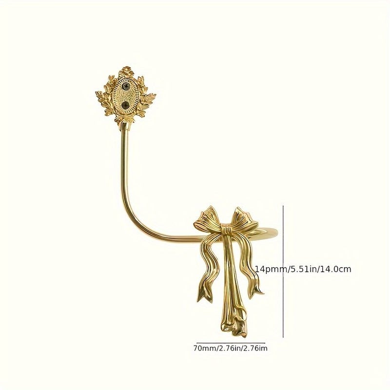 Vintage Brass Light Luxury Bow Curtain Hooks Right Hook French American Bedroom Wall Hooks - Image 5