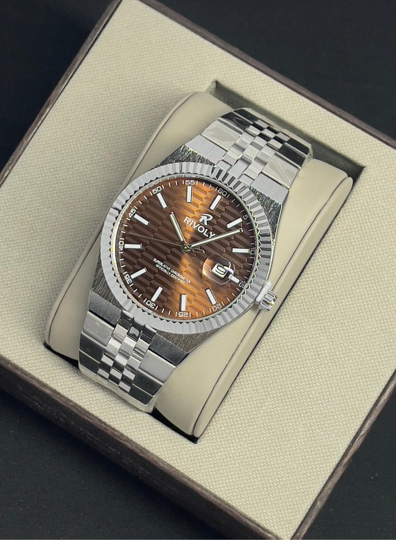 RR Modern Men's Watch With Date Stainless Steel