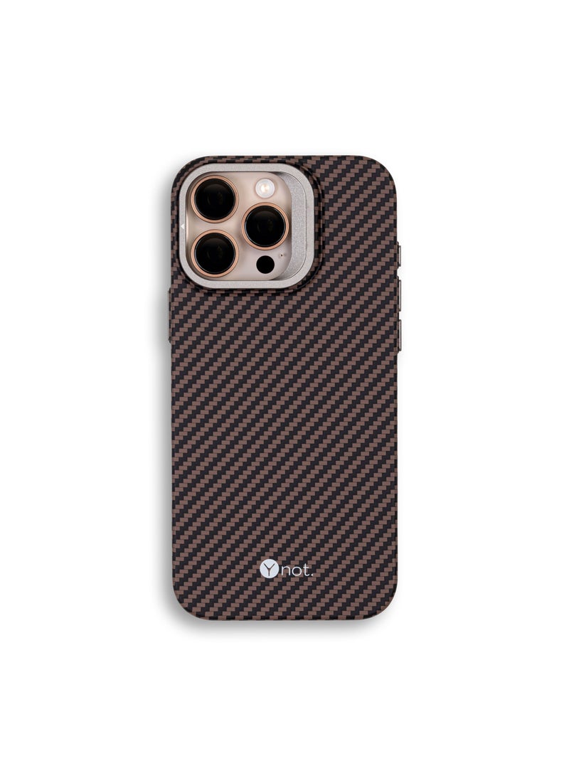 YNOT iPhone 16 Plus Kevlar Fiber Case with MagSafe and Stand - Brown - Image 1