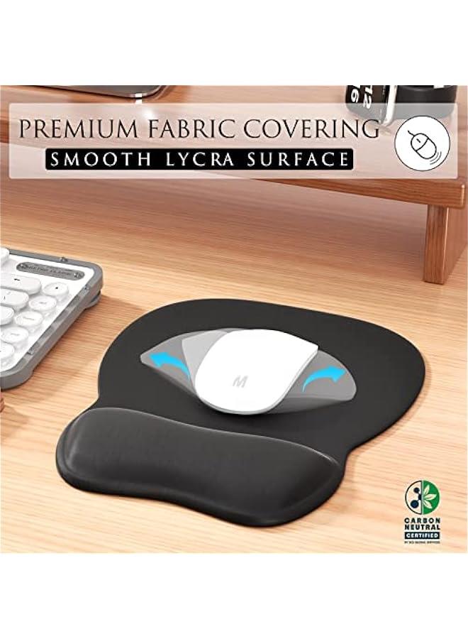 Ergonomic Mouse Pad with Gel Wrist Rest, Comfortable Mousepad with Smooth Wrist Support Surface and Non-Slip PU Base for Pain Relief, Computer, Laptop, Office & Home, 9.4 x 8.1 in, Black Color - Image 2