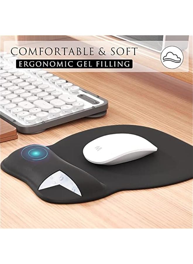 Ergonomic Mouse Pad with Gel Wrist Rest, Comfortable Mousepad with Smooth Wrist Support Surface and Non-Slip PU Base for Pain Relief, Computer, Laptop, Office & Home, 9.4 x 8.1 in, Black Color - Image 4