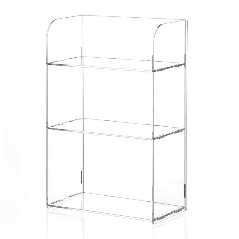 Jusalpha 3 Tier Clear Acrylic Bathroom Organizer Shelf for Cosmetic Perfume Makeup Toy Spices Standing Tabletop Vanity Tray Shelf Multifunctional Sturdy Display Showcase 8x 4x 12