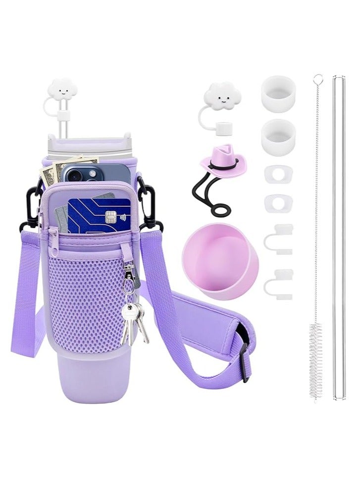 JOSQUEWNN 12 Pieces Accessory Set for Stanley Cup 40 oz Tumbler with Handle Including Cloud Straw Cover, Replacement Straw, Boot, Quencher H2.0 Spill Stopper, Cleaning Brush, and Strap Holder - Image 1