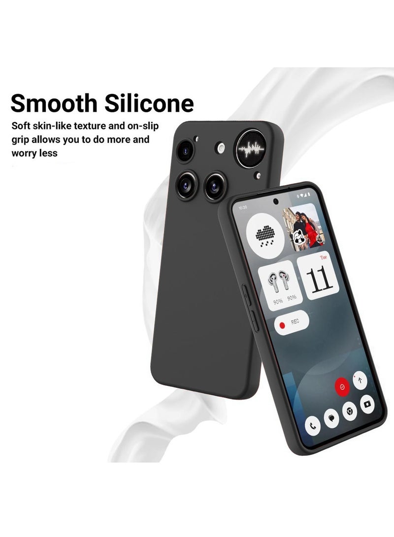 دبليو تيك غطاء حماية من السيليكون السائل الناعم لهاتف ناثينج فون (3) 5G 2025 (MCRPSN) - أسود - Image 3