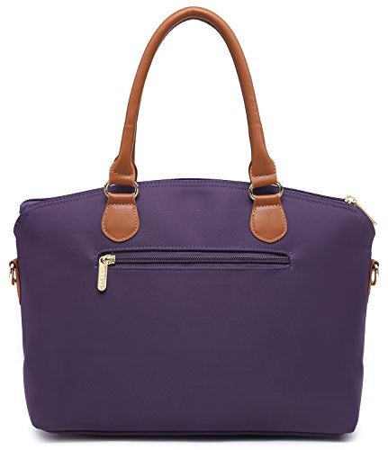 NNEE® Water Resistance Nylon Top Handle Satchel Handbag with Multiple Pocket Design - Purple 2 - Image 3