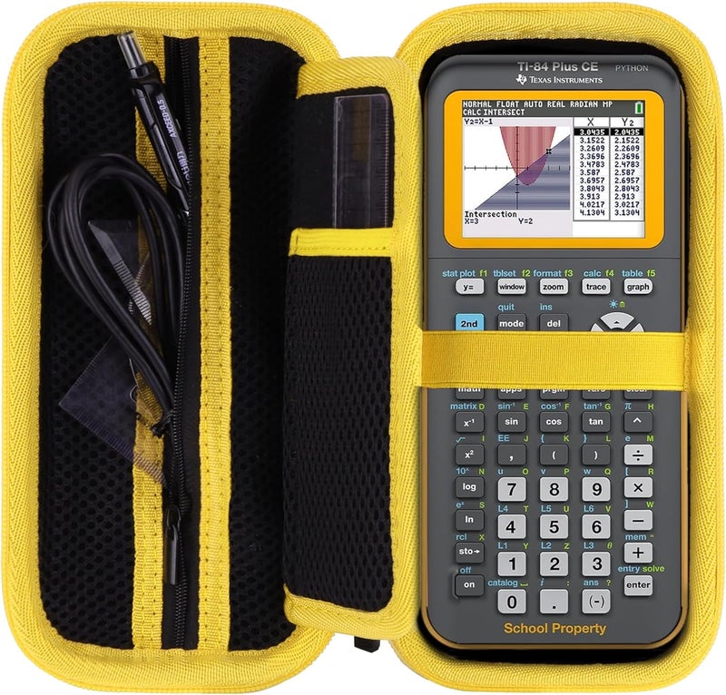حقيبة صلبة بديلة لآلة حاسبة الرسوم البيانية من Texas Instruments TI-84 Plus CE/TI-84 Plus/TI-84 Evo/TI-Nspire CX II CAS/TI-Nspire CX II/TI-83 Plus/TI-89/TI-85/TI-86 (حقيبة سوداء+صفراء) - Image 1
