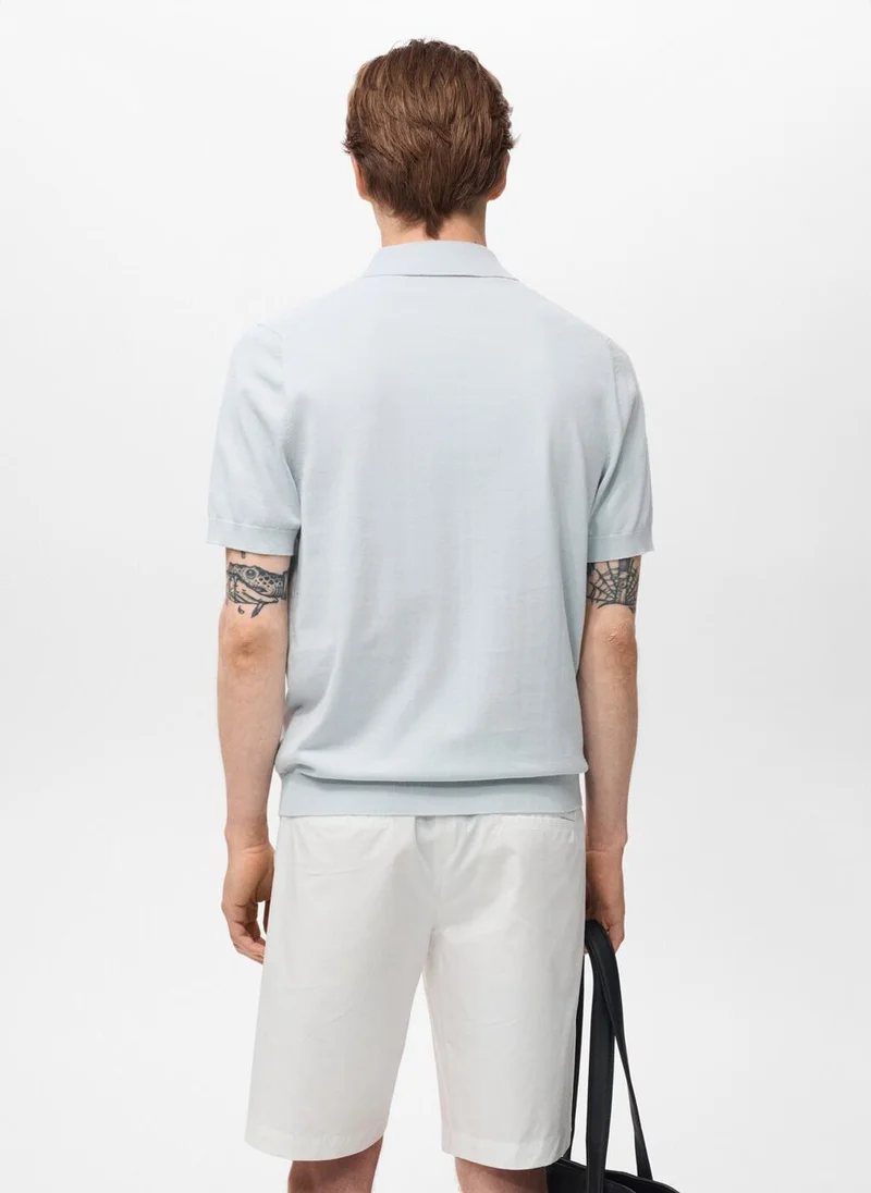 مانجو 100% Cotton Fine-Knit Polo Shirt