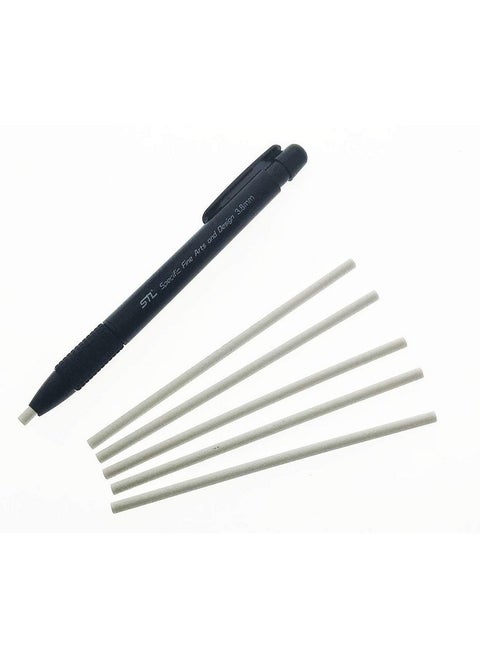 KIRA Eraser Pen Value Pack Round 3.8mm. Precision Tip Eraser with 5 Refills,Black