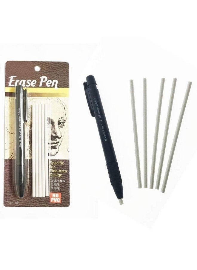 KIRA - KIRA Eraser Pen Value Pack Round 3.8mm. Precision Tip Eraser with 5 Refills,Black - Image 1