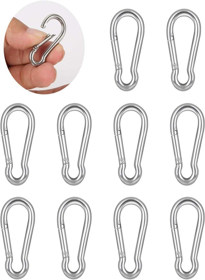 Tim Tim Agro Small Carabiner Clip Hooks, 10pcs 1.57 inch Carabiners Heavy Duty, 304 Stainless Steel Spring Snap Hook Fits Camping Hiking, Metal Clips for Rope Chain Keychain Keys Rings - Image 4