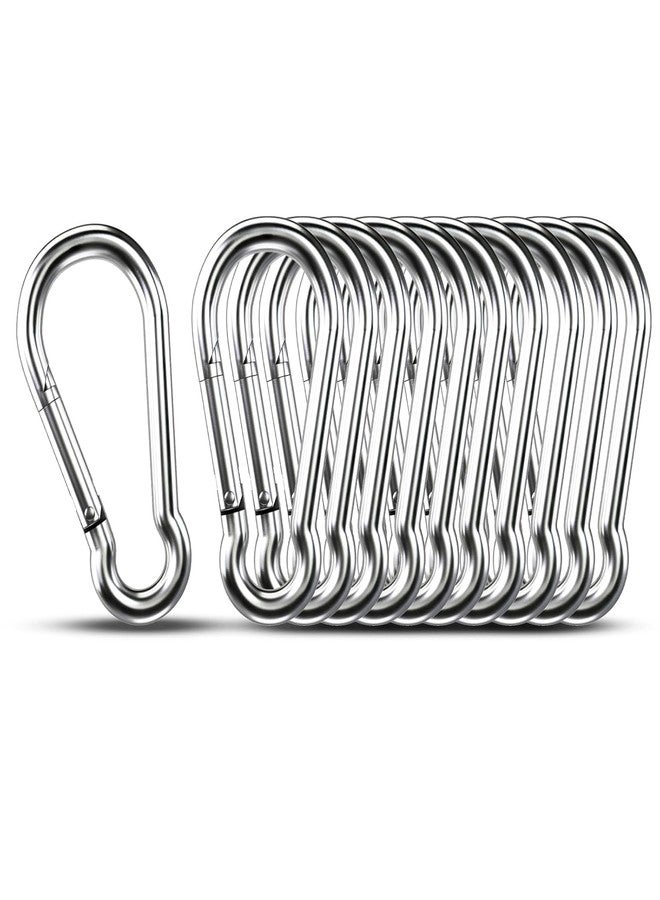 Tim Tim Agro Small Carabiner Clip Hooks, 10pcs 1.57 inch Carabiners Heavy Duty, 304 Stainless Steel Spring Snap Hook Fits Camping Hiking, Metal Clips for Rope Chain Keychain Keys Rings - Image 1