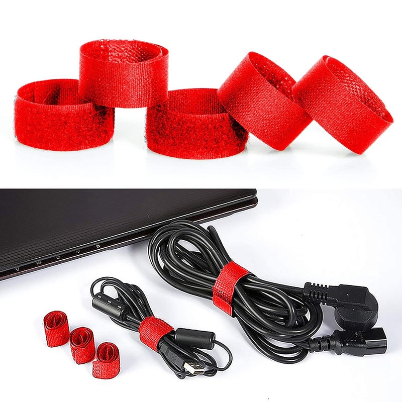 Syga SYGA 10 Pcs Reusable Cable Tie Straps Fastener Wire Selfadhesive Hook Loop Cable Organizer 180mm X 20mm Red  - Image 3
