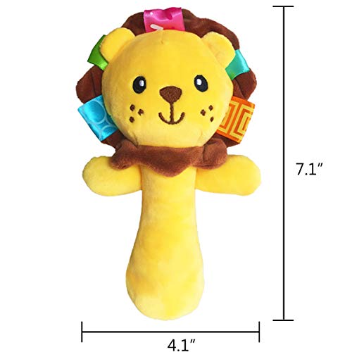 RIY Soft Baby Rattle Toys Plush Stuffed Animal Hand Rattles for Toddlers Girls Boys Development Infant Toys-Lion - Image 4