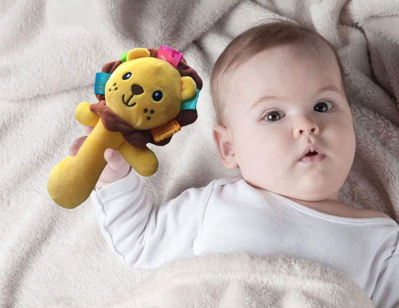 RIY Soft Baby Rattle Toys Plush Stuffed Animal Hand Rattles for Toddlers Girls Boys Development Infant Toys-Lion - Image 5