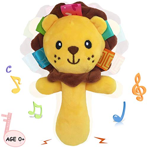 RIY Soft Baby Rattle Toys Plush Stuffed Animal Hand Rattles for Toddlers Girls Boys Development Infant Toys-Lion - Image 1