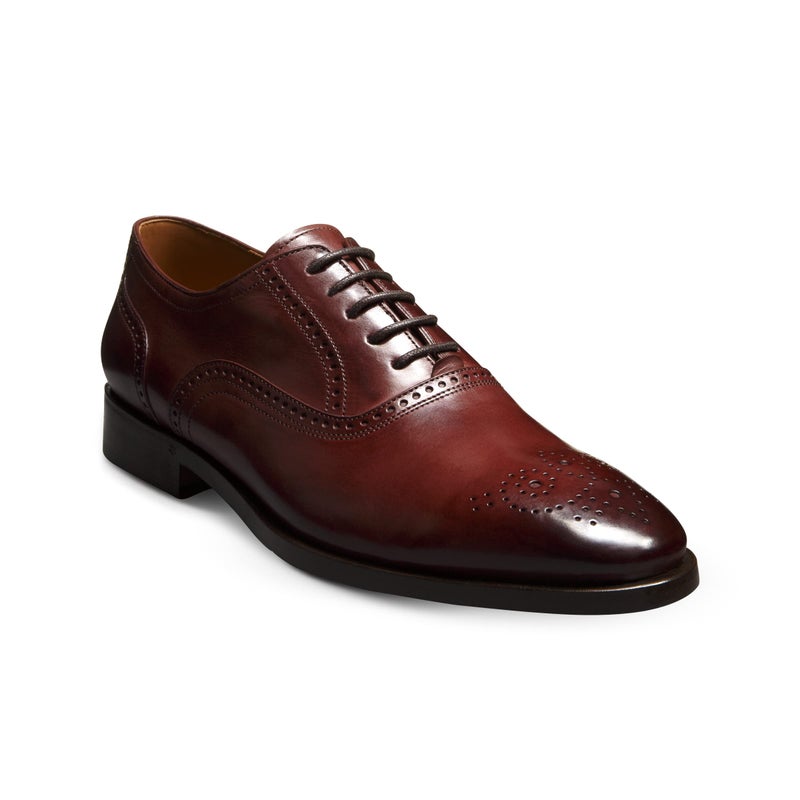 Allen Edmonds Mens Siena Medallion Lace Up Leather Oxford Dress Shoe Burgundy Red Leather 9 D