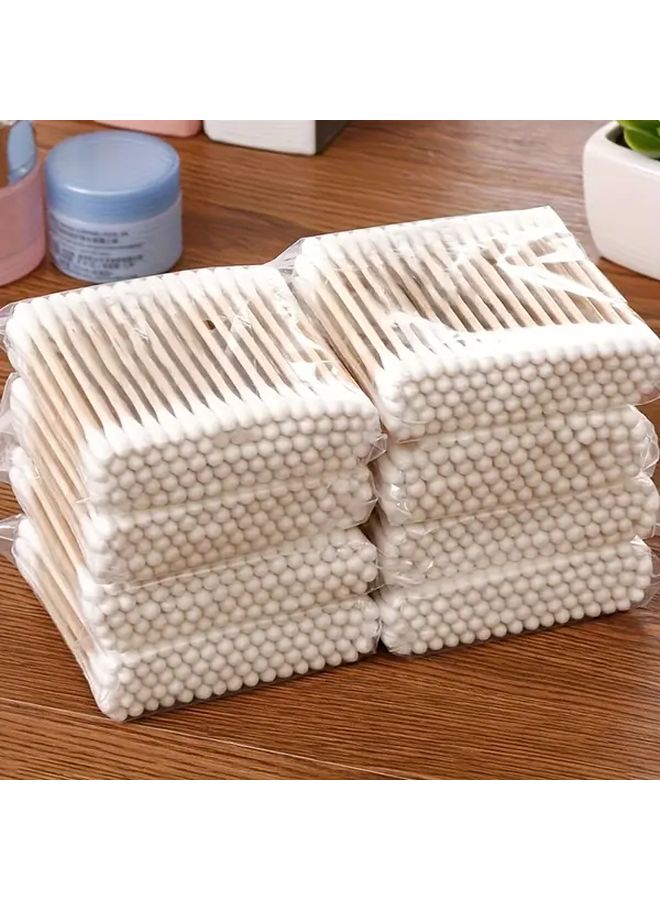 ١٠٠ قطعة أعواد تنظيف ثنائية الرأس مسحات مزدوجة الرؤوس للأذن والمكياج ومستحضرات التجميل - Image 2