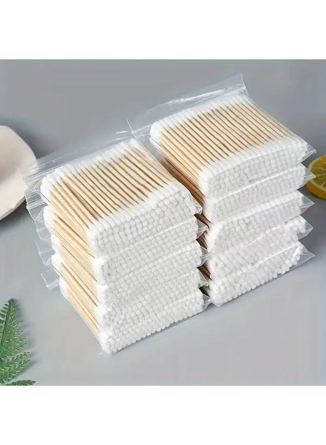 ١٠٠ قطعة أعواد تنظيف ثنائية الرأس مسحات مزدوجة الرؤوس للأذن والمكياج ومستحضرات التجميل - Image 4