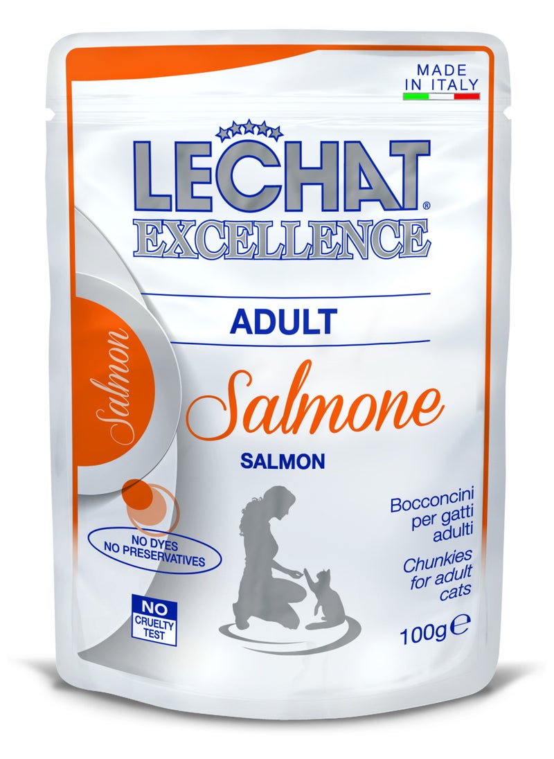 Monge - Lechat Excellence by Monge | Cat Wet Food with Salmon | Super Premium Complementary Wet Cat Food | Chunkies in Pouch - 100g - Image 1