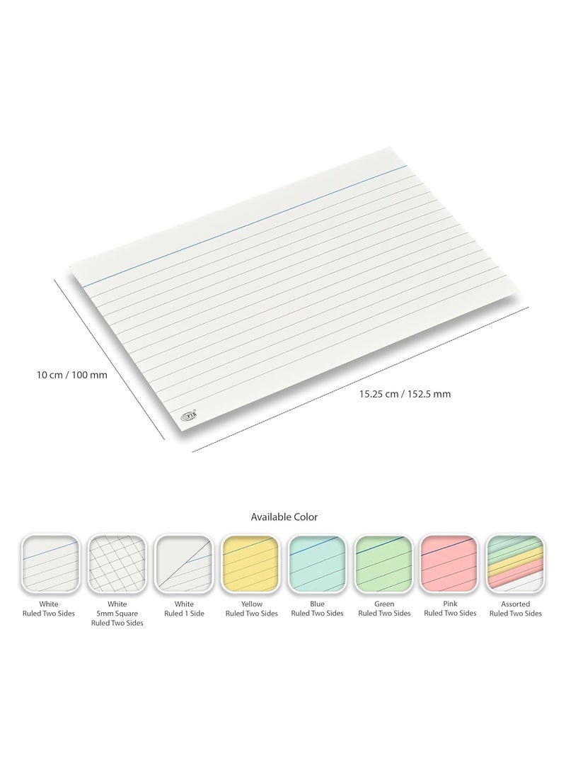 FIS® Ruled Record Cards or Index Cards, Size:6"x4" Inches (152x102mm), One Side Single Ruled other Side Plain, 240gsm, 100 Sheets Per Packet, Packet of 3 Pieces, White Color-FSIC64RP-3 - Image 5
