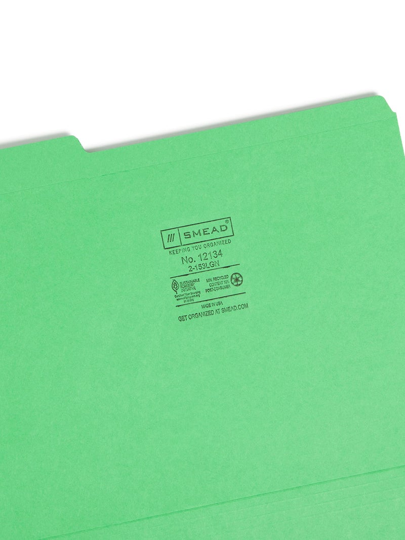 Smead File Folder, Reinforced 1/3-Cut Tab, Letter Size, Green, 100 per Box (12134) - Image 3