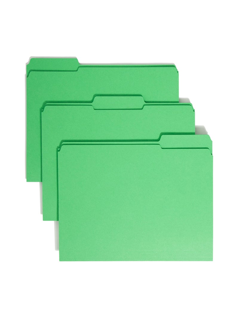 Smead File Folder, Reinforced 1/3-Cut Tab, Letter Size, Green, 100 per Box (12134) - Image 1
