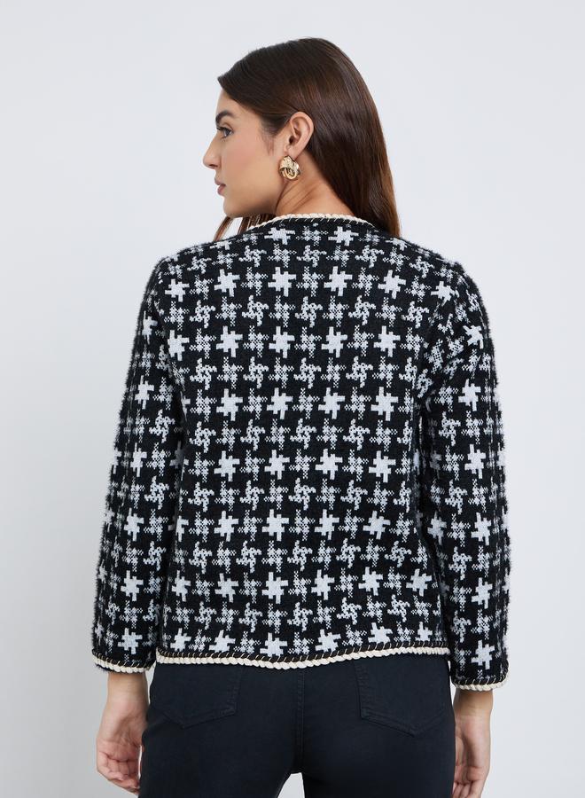 ستايلي جاكيت محبوك بنقشة وأزرار لؤلؤية - Image 5