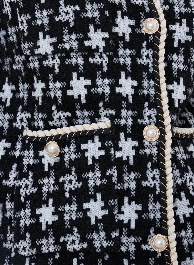 ستايلي جاكيت محبوك بنقشة وأزرار لؤلؤية - Image 4
