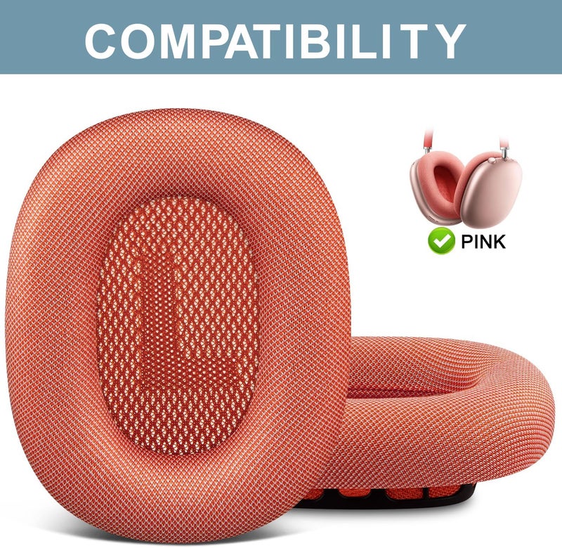 SOPROM Ear Pads Replacement for Airpods Max Over-Ear Headphones, Earpads Cushions with Durable Mesh Fabric, Softer Foam - Pink - Image 2