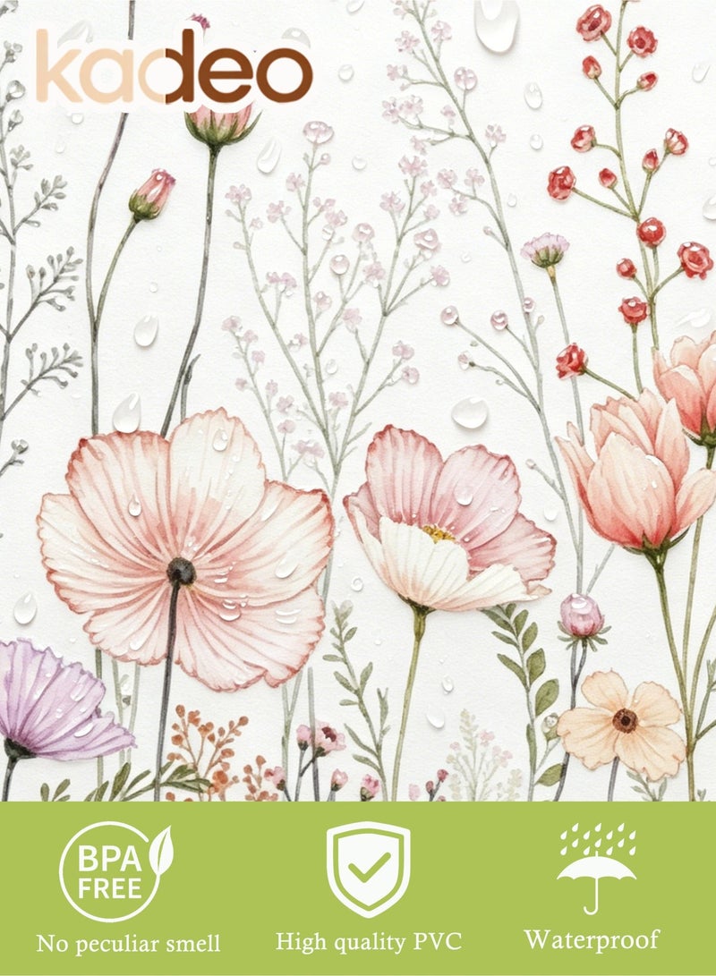 kadeo Pink Wildflower Wall Stickers for Room Decor, Hand-Painted Flower Wall Decals Wallpaper, Nursery, Baby Room, Bedroom Decoration, Peel and Stick Removable Waterproof Wall Art - Image 3