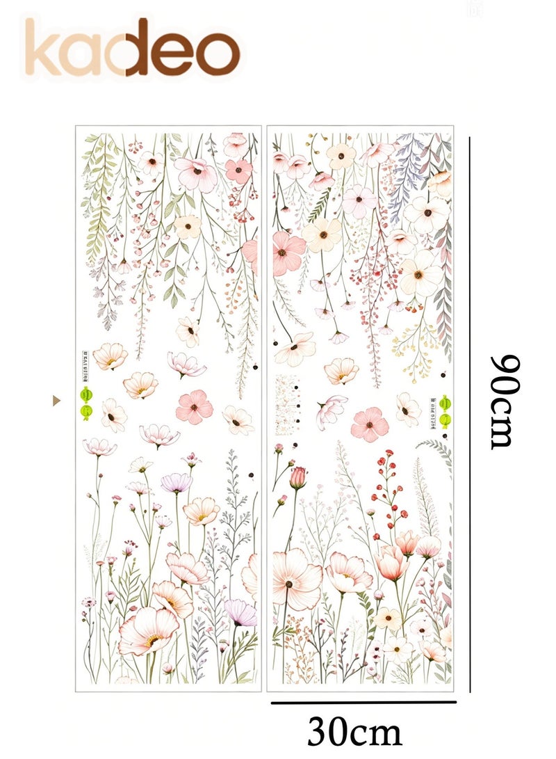 kadeo Pink Wildflower Wall Stickers for Room Decor, Hand-Painted Flower Wall Decals Wallpaper, Nursery, Baby Room, Bedroom Decoration, Peel and Stick Removable Waterproof Wall Art - Image 4