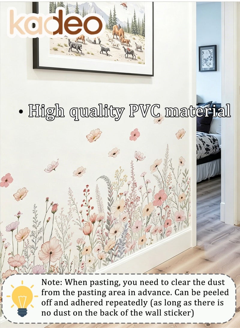 kadeo Pink Wildflower Wall Stickers for Room Decor, Hand-Painted Flower Wall Decals Wallpaper, Nursery, Baby Room, Bedroom Decoration, Peel and Stick Removable Waterproof Wall Art - Image 5