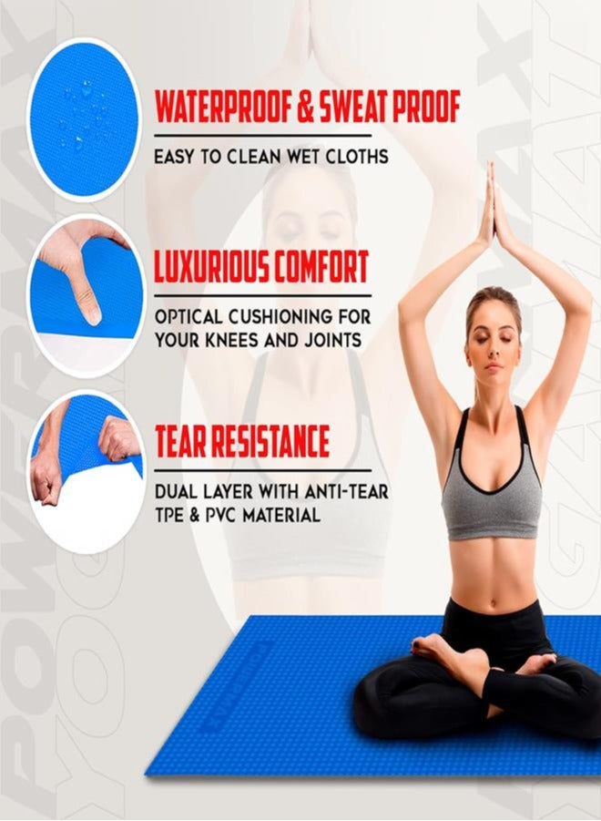 PowerMax Fitness PowerMax Fitness Ye4-1.2-Bl 4Mm Thick Premium Exercise Yoga Mat For Gym Workout [Ultra-Dense Cushioning, Tear Resistance & Water Proof] Eco-Friendly Non-Slip Yoga Mat For Gym And Any General Fitness  - Image 5