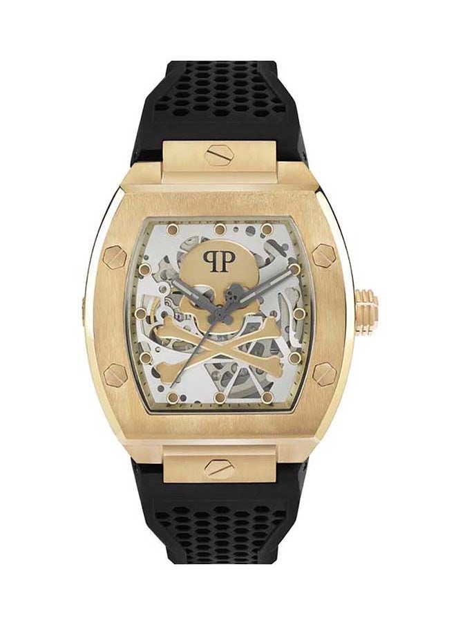 PHILIPP PLEIN $keleton Automatic Watch with $kullbones Motif, 3D-Printed Silicone Strap & Multi-Colored Baguette Crystals  - Image 1