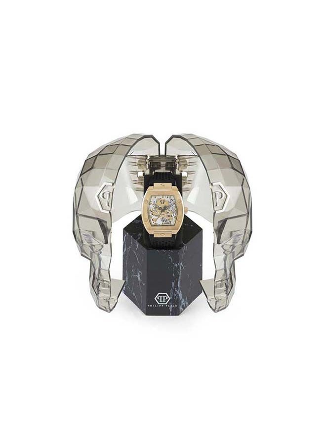 PHILIPP PLEIN $keleton Automatic Watch with $kullbones Motif, 3D-Printed Silicone Strap & Multi-Colored Baguette Crystals  - Image 3