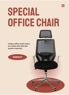 AFT Ergonomic Office Chair, Comfort Swivel Home Office Task Chair, Breathable Mesh Desk Chair, Lumbar Support Computer Chair with Fixed Arms, 90°-125° arbitrary backrest tilt adjustment for multiple work and rest positions, 360 ° Freedom to rotate freely and Adjustable Height. (Black with Fixed white arms) Arfan  - Image 2
