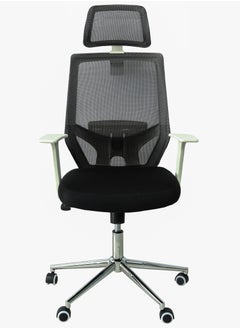 AFT Ergonomic Office Chair, Comfort Swivel Home Office Task Chair, Breathable Mesh Desk Chair, Lumbar Support Computer Chair with Fixed Arms, 90°-125° arbitrary backrest tilt adjustment for multiple work and rest positions, 360 ° Freedom to rotate freely and Adjustable Height. (Black with Fixed white arms) Arfan  - Image 4