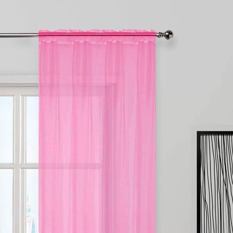 SpaceDresser Basic Rod Pocket Sheer Voile Window Curtain Panels Pink 1 Pair 2 Panels 52 Width 84 Inch Long for Kitchen Bedroom Children Living Room Yardï¼ˆPink, 52W x 84Lï¼‰ - Image 3