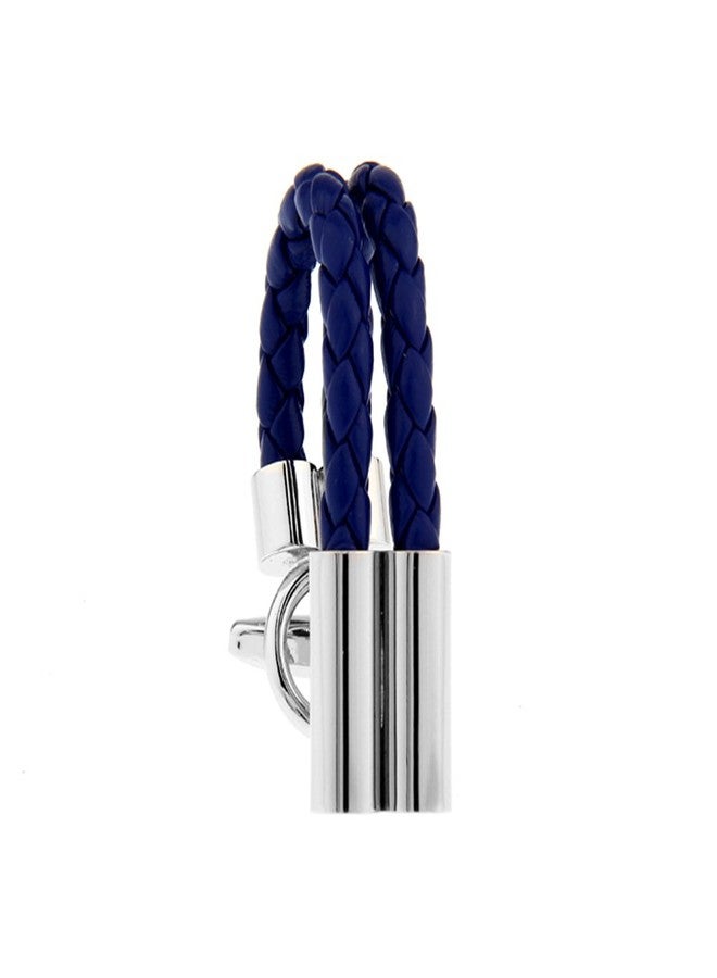 Vcufflinks Blue Leather Chain Men's French Shirt Unique Wedding Groom - Image 1