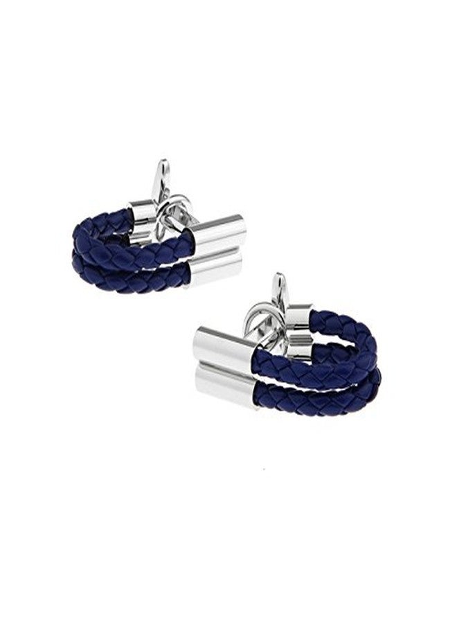 Vcufflinks Blue Leather Chain Men's French Shirt Unique Wedding Groom - Image 2