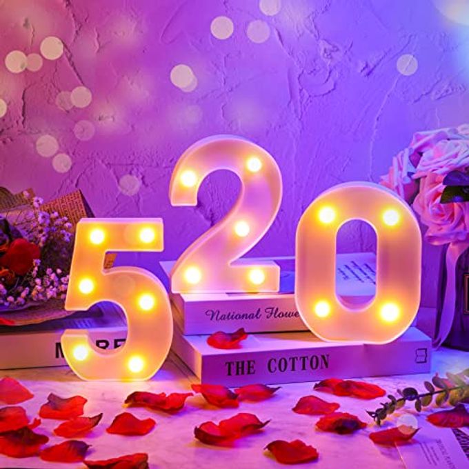 Hortsun 10 Pieces Decorative LED Light up Number Letters White Plastic Marquee Number Light up Sign for Night Wedding Party Decor Birthday Christmas Home Bar Decoration - Image 3