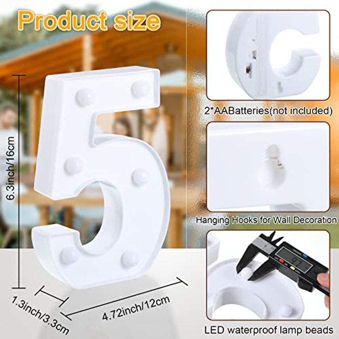 Hortsun 10 Pieces Decorative LED Light up Number Letters White Plastic Marquee Number Light up Sign for Night Wedding Party Decor Birthday Christmas Home Bar Decoration - Image 5