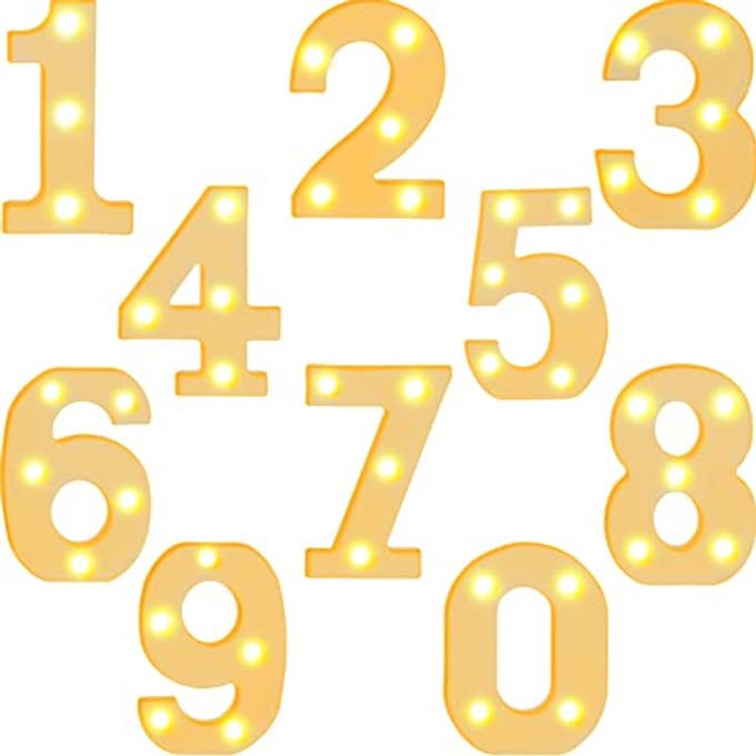 Hortsun 10 Pieces Decorative LED Light up Number Letters White Plastic Marquee Number Light up Sign for Night Wedding Party Decor Birthday Christmas Home Bar Decoration - Image 4
