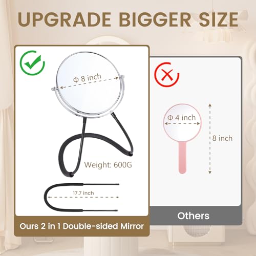 Deikoliuna Big Size Double-Sided Mirror to See Back of Head, Hands Free Adjustable Mirror Hung Around The Neck, Two Way for Mirrors Women Man Makeup, Self Haircut, Standard Viewing, 5X Magnification 360° Mirrors - Image 2