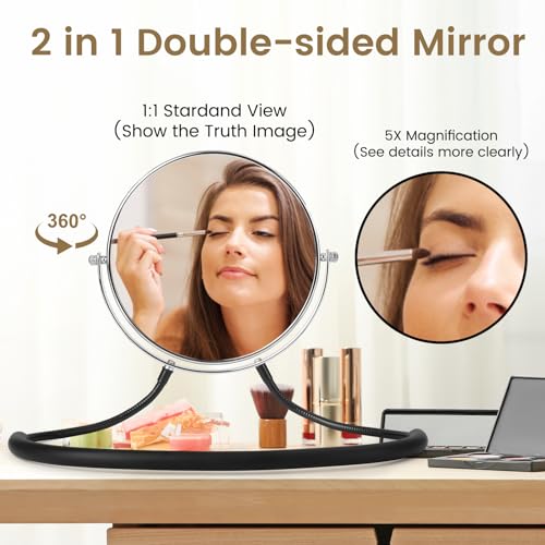 Deikoliuna Big Size Double-Sided Mirror to See Back of Head, Hands Free Adjustable Mirror Hung Around The Neck, Two Way for Mirrors Women Man Makeup, Self Haircut, Standard Viewing, 5X Magnification 360° Mirrors - Image 3